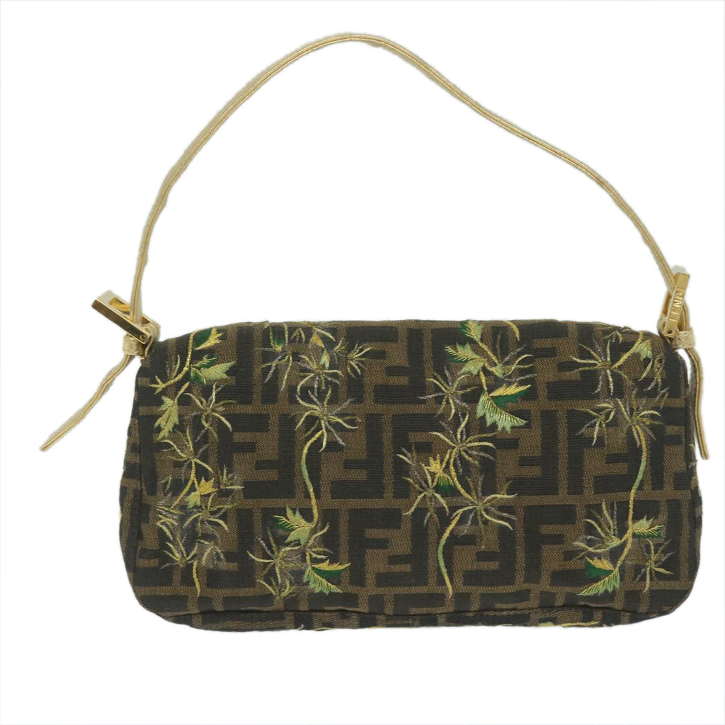 FENDI Zucca Canvas Mamma Baguette Shoulder Bag Brown Gold60871A