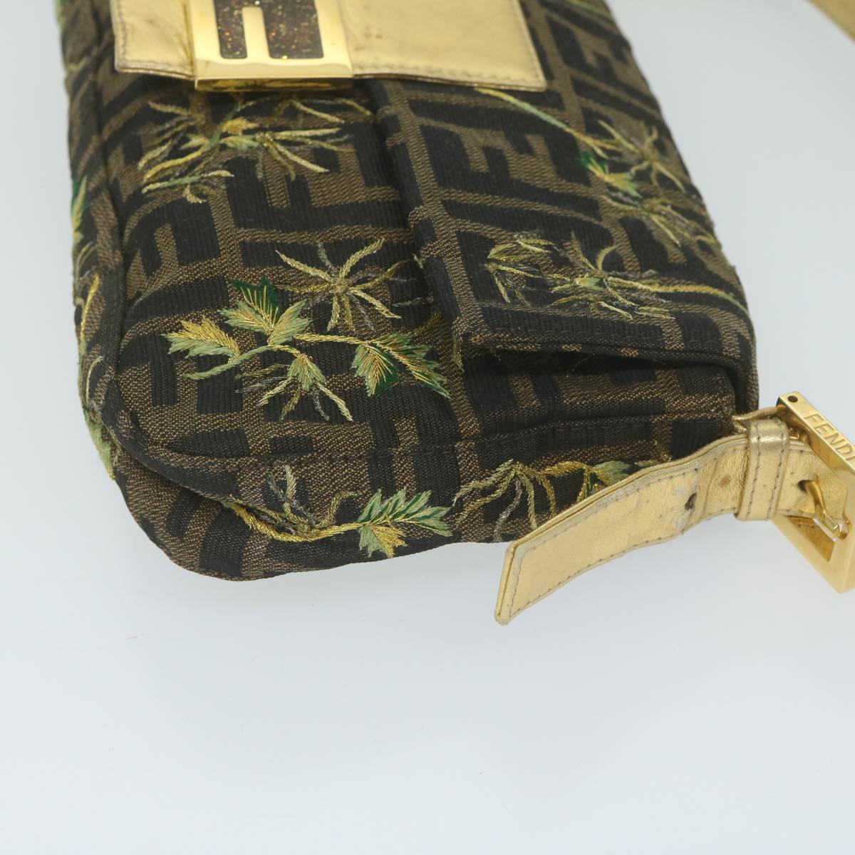 FENDI Zucca Canvas Mamma Baguette Shoulder Bag Brown Gold60871A