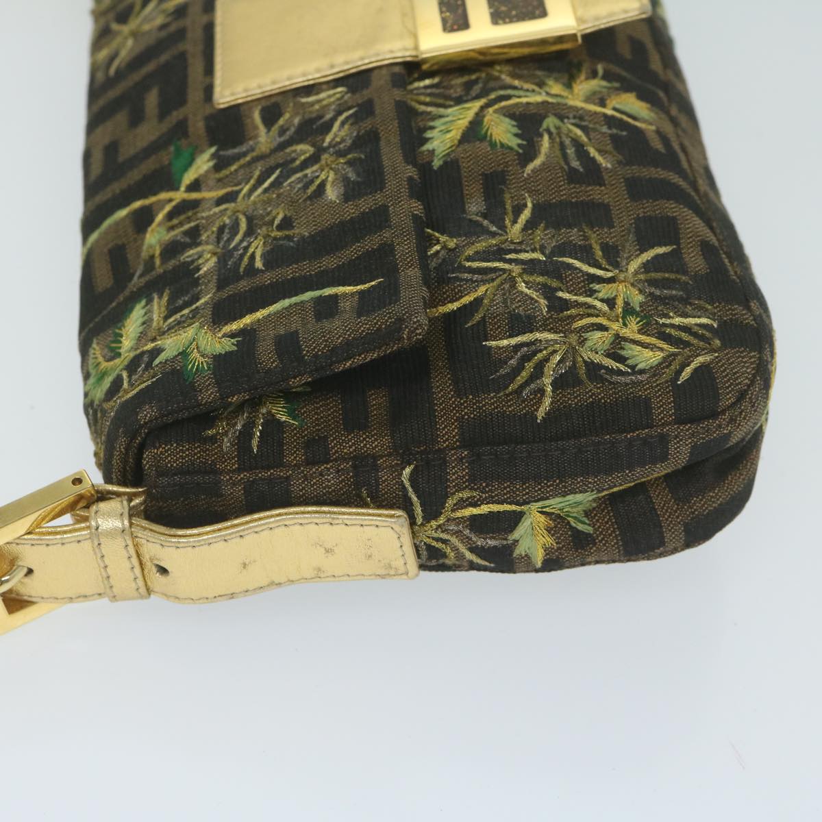 FENDI Zucca Canvas Mamma Baguette Shoulder Bag Brown Gold60871A