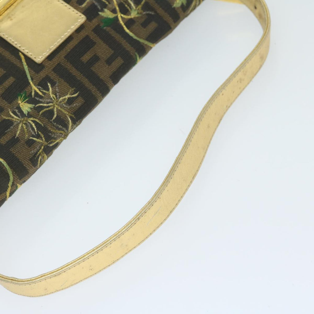 FENDI Zucca Canvas Mamma Baguette Shoulder Bag Brown Gold60871A
