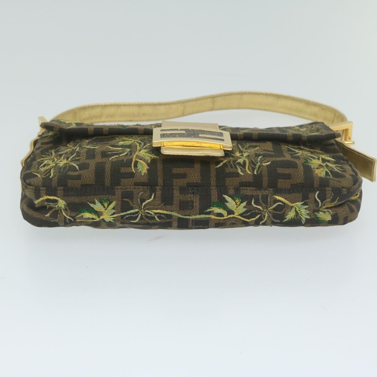 FENDI Zucca Canvas Mamma Baguette Shoulder Bag Brown Gold60871A