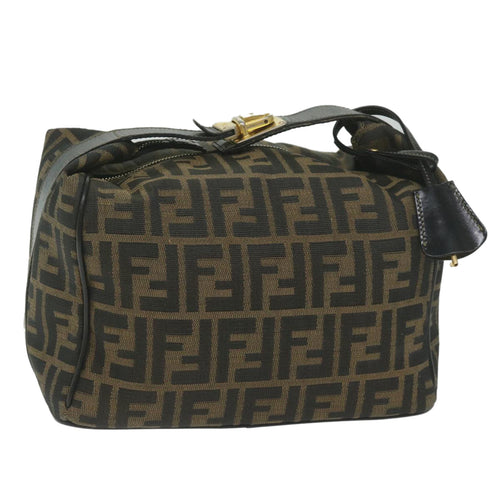 FENDI Zucca Canvas Vanity Cosmetic Pouch Black Brown 2111 26348 07860923