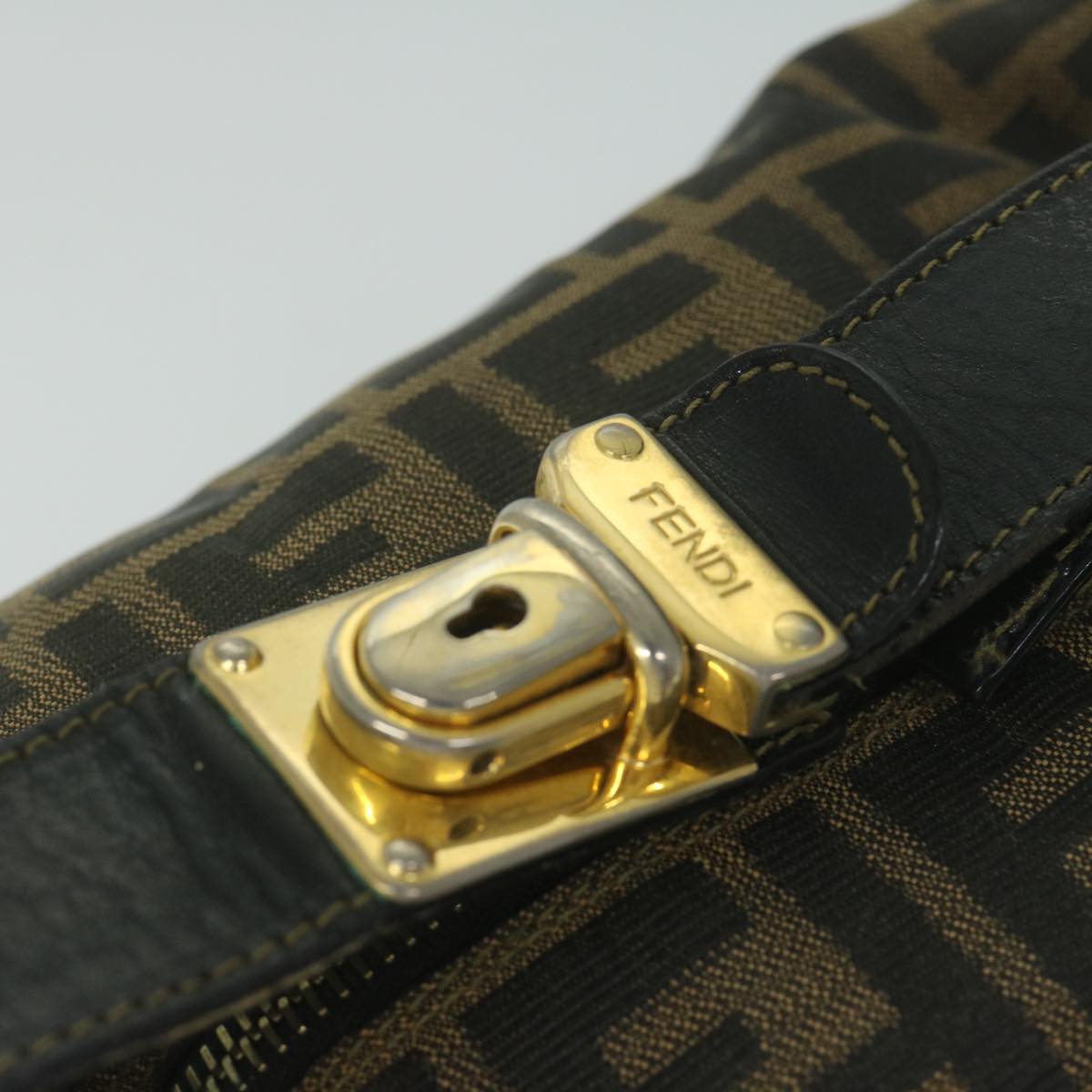 FENDI Zucca Canvas Vanity Cosmetic Pouch Black Brown 2111 26348 07860923