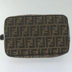 FENDI Zucca Canvas Vanity Cosmetic Pouch Black Brown 2111 26348 07860923