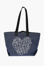 Chloe See By Denim Tote Bag With Embossed Embroidery