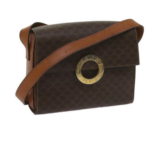CELINE Macadam Canvas Shoulder Bag PVC Leather Brown  60985