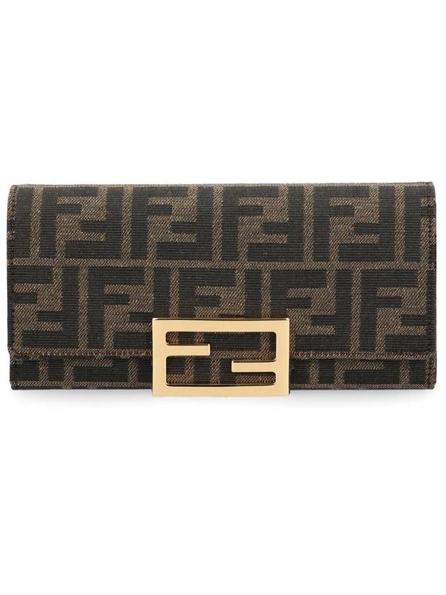 Fendi Fabric Chain Long Wallet Brown