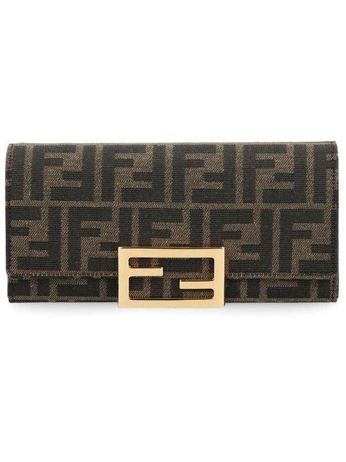 Fendi Fabric Chain Long Wallet Brown