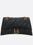 Balenciaga Women's Crush Logo Gold Chain Small Shoulder Bag Black