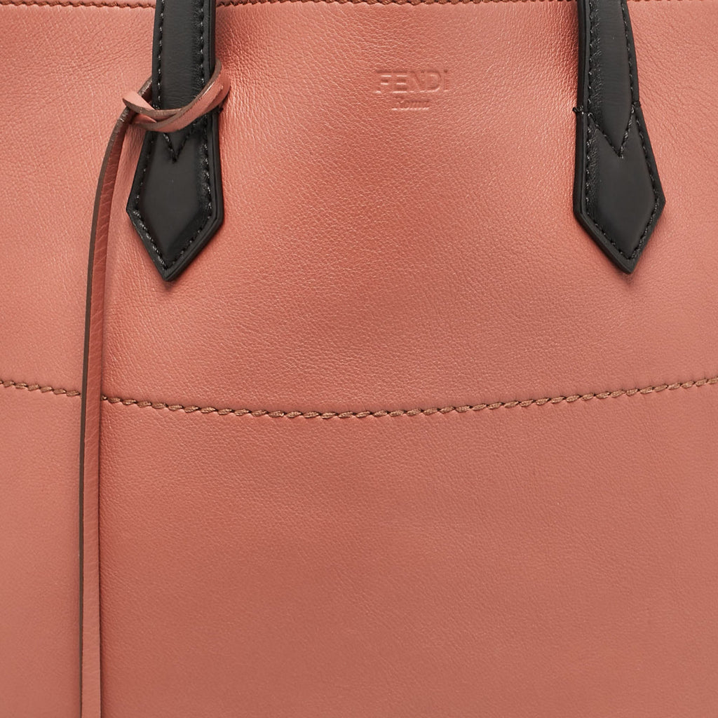 Fendi Old Rose/black Leather All In Shopping Tote