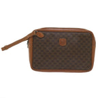 CELINE Macadam Canvas Clutch Bag PVC Leather Brown  61062