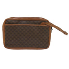 CELINE Macadam Canvas Clutch Bag PVC Leather Brown  61062