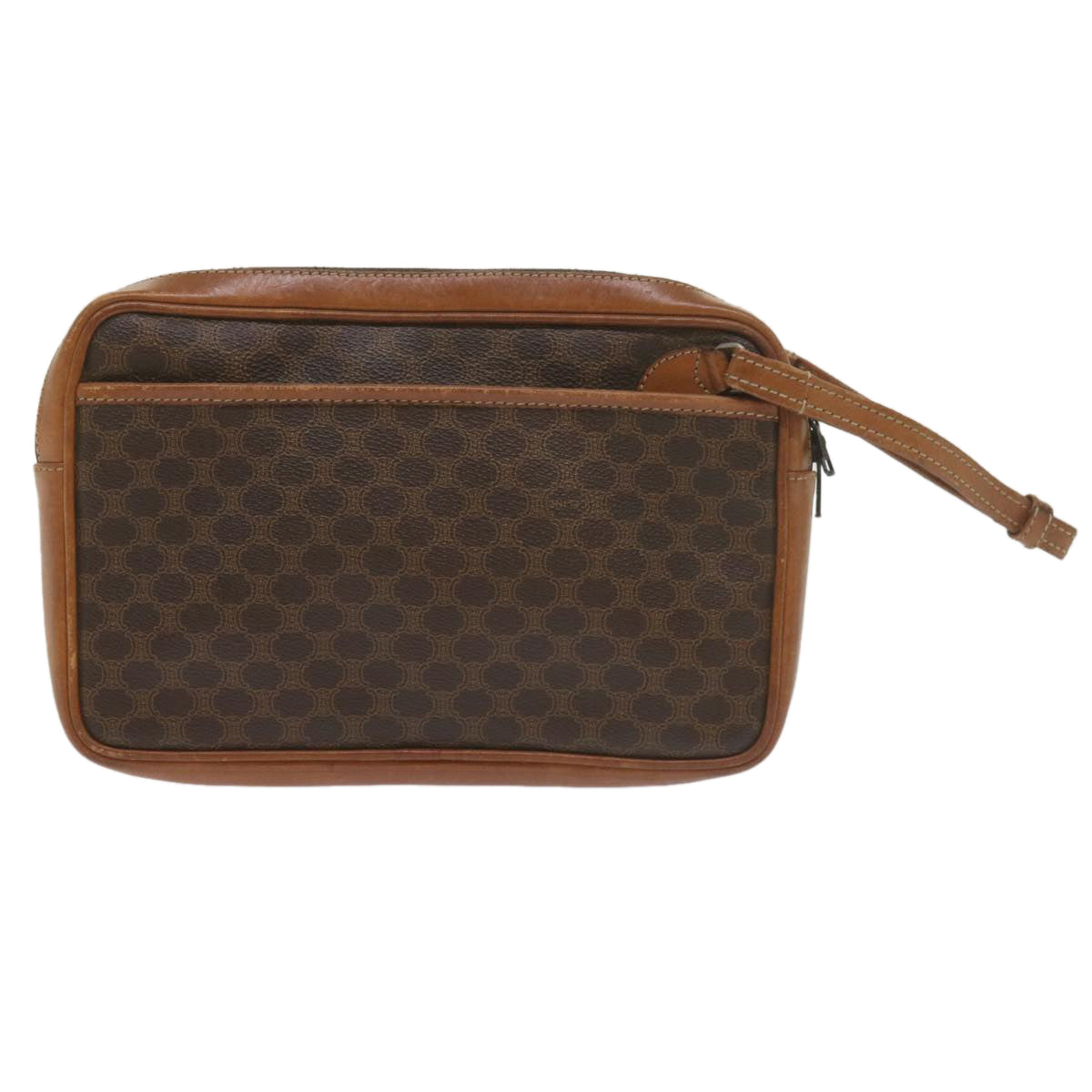 CELINE Macadam Canvas Clutch Bag PVC Leather Brown  61062