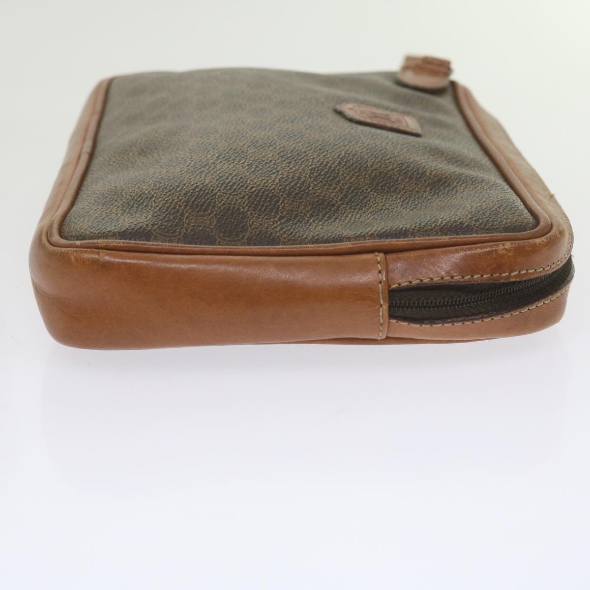 CELINE Macadam Canvas Clutch Bag PVC Leather Brown  61062