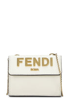 Fendi,  White Leather Roma Compact Chain Wallet, White