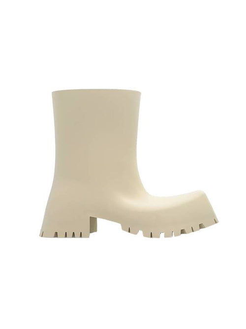 Balenciaga Square Toe Rubber Rain Boots Beige