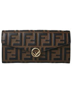 Fendi FF Logo Long Wallet Brown