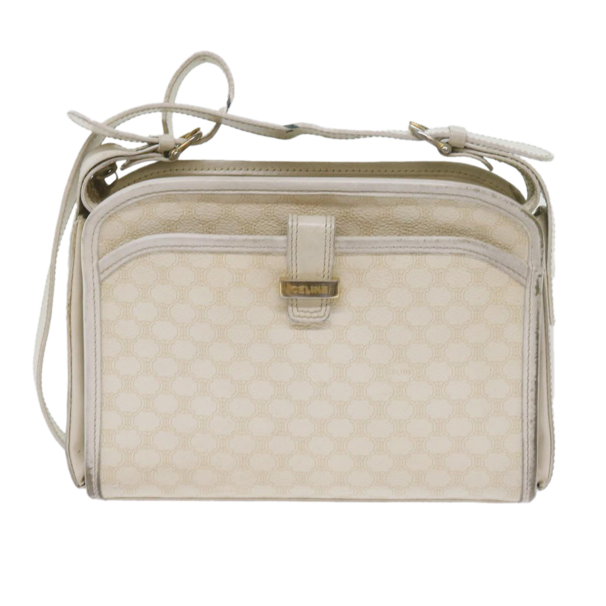 CELINE Macadam Canvas Shoulder Bag PVC Leather Whe  61105