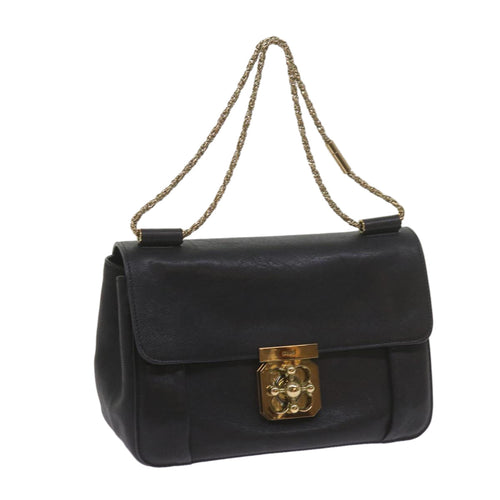 Chloe Chain Elsie Shoulder Bag Leather Black 61128