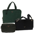PRADA Pouch Shoulder Bag Nylon 3Set Green Black  61143