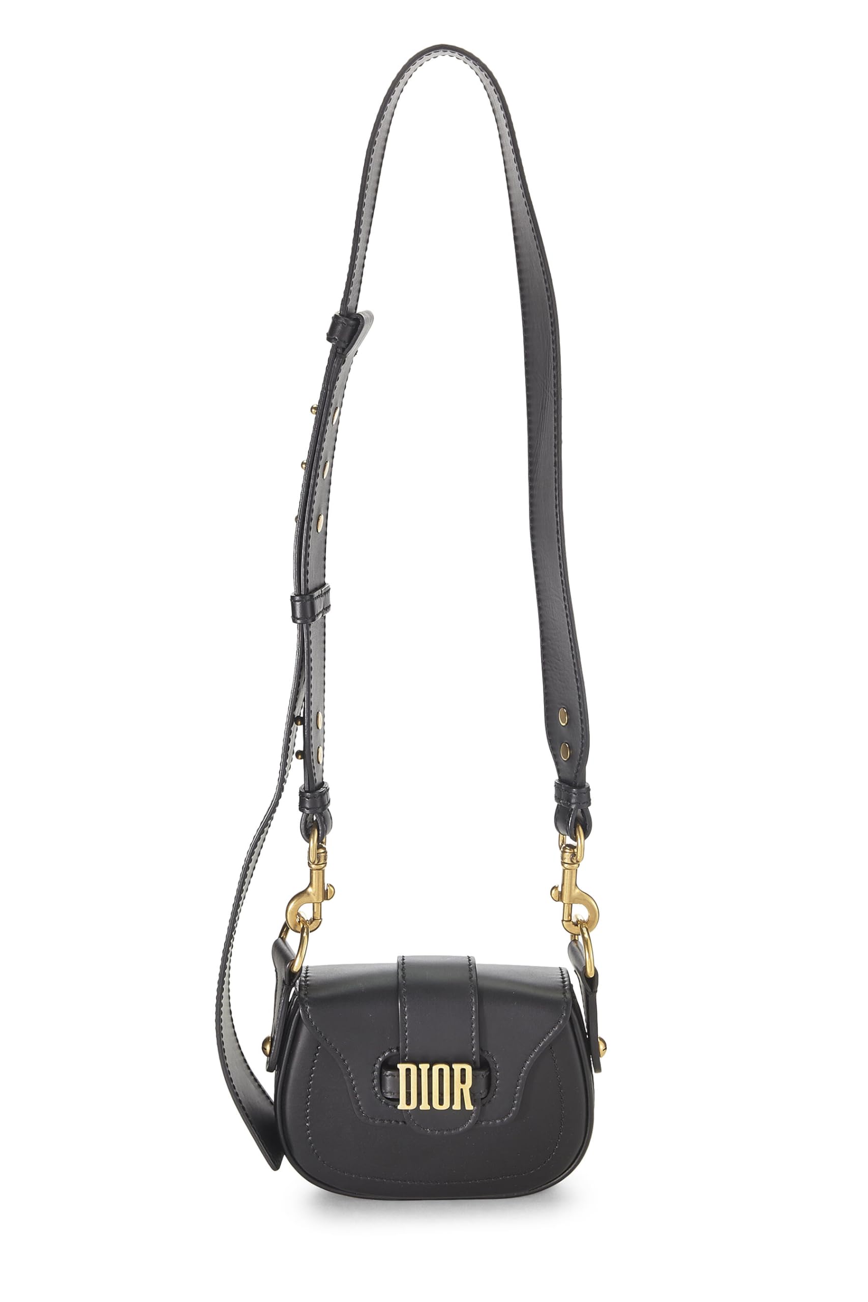 Dior,  Black Calfskin D-Fence Saddle Mini, Black