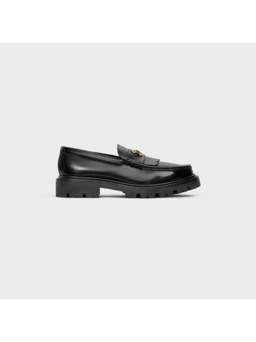 CELINE Margaret Triomphe Frame Calfskin Loafers Black
