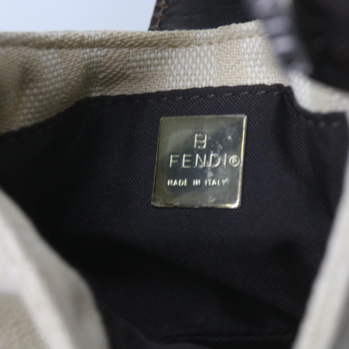 FENDI Zucca Canvas Mini Mamma Baguette Hand Bag Beige61332