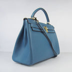 Hermes Kelly 32cm Togo Leather Handbag Blue/Golden