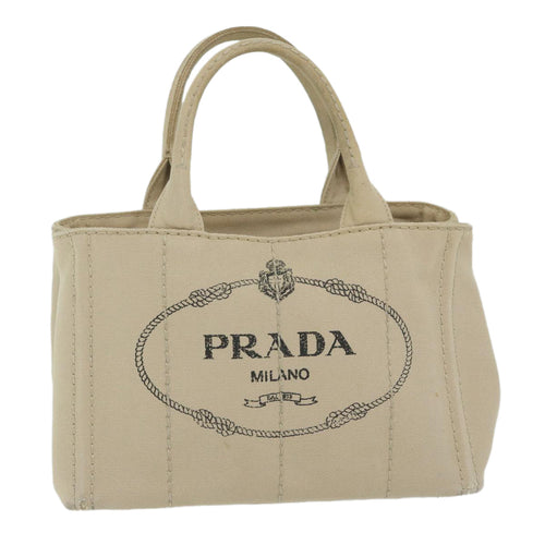 PRADA Canapa PM Hand Bag Canvas Beige  61391