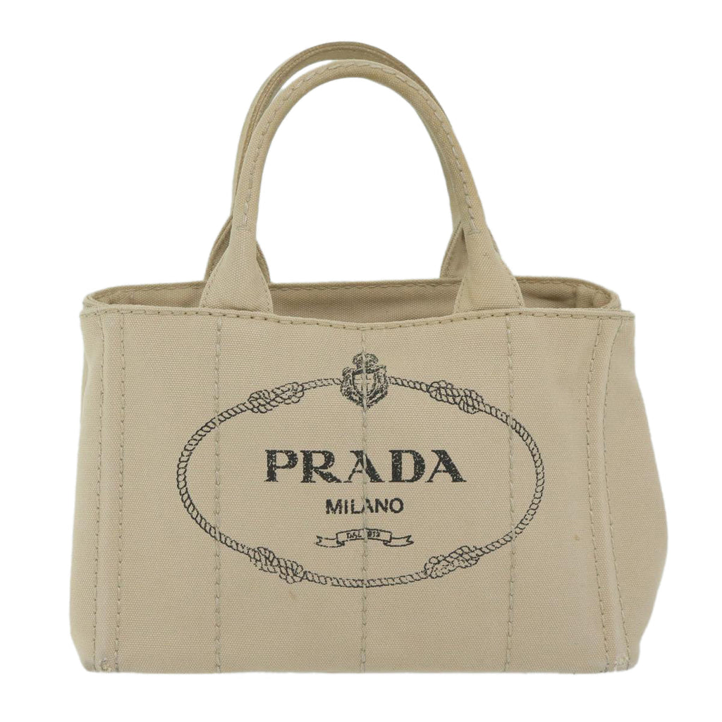 PRADA Canapa PM Hand Bag Canvas Beige  61391