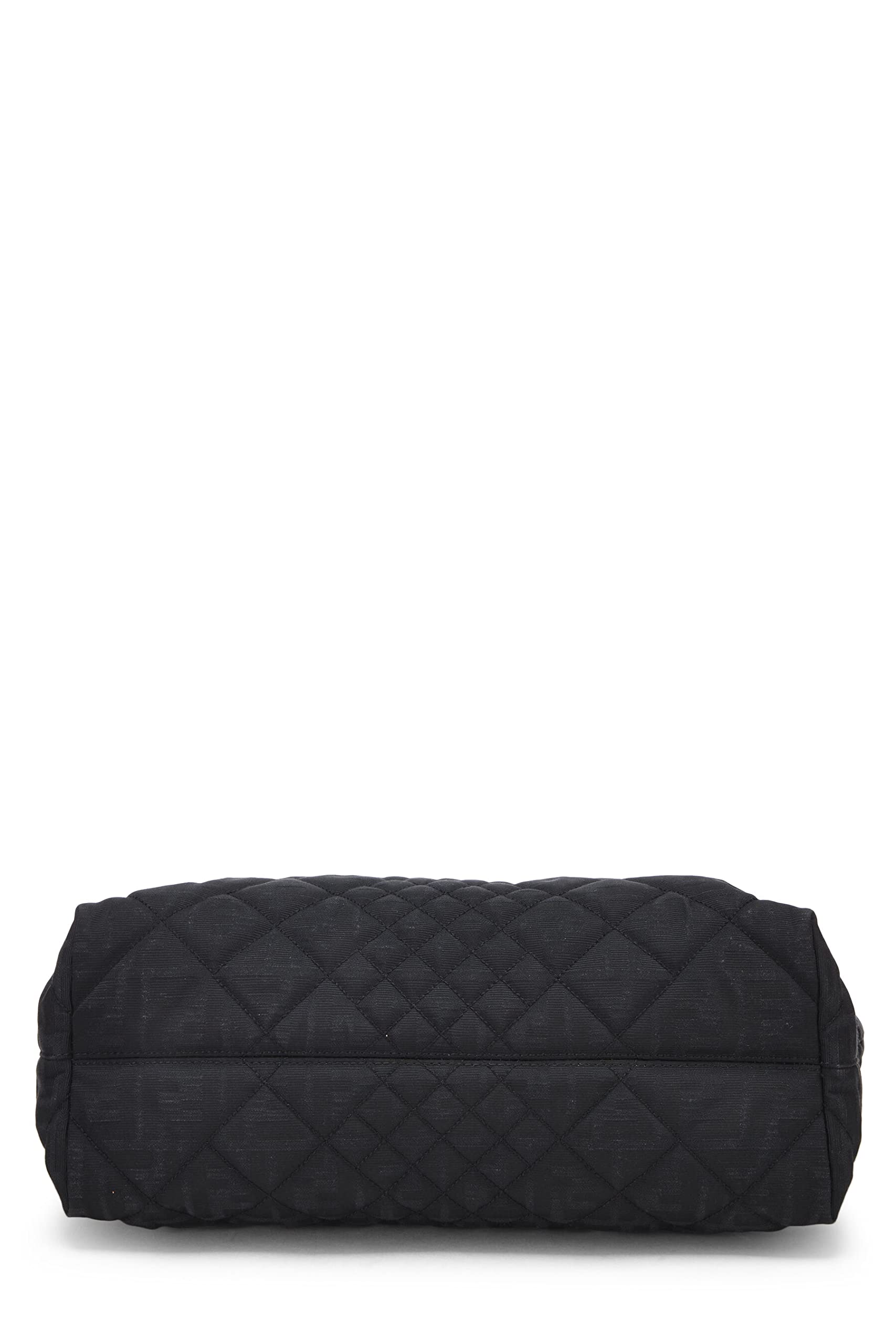 Fendi,  Black Quilted Canvas Chain Tote, Black