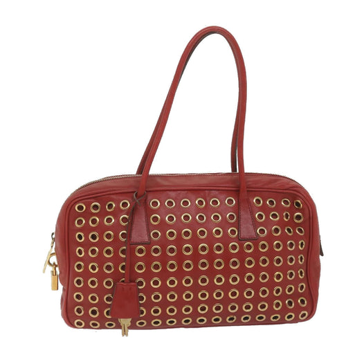 PRADA Hand Bag Leather Red  61414