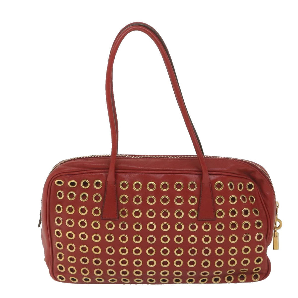 PRADA Hand Bag Leather Red  61414