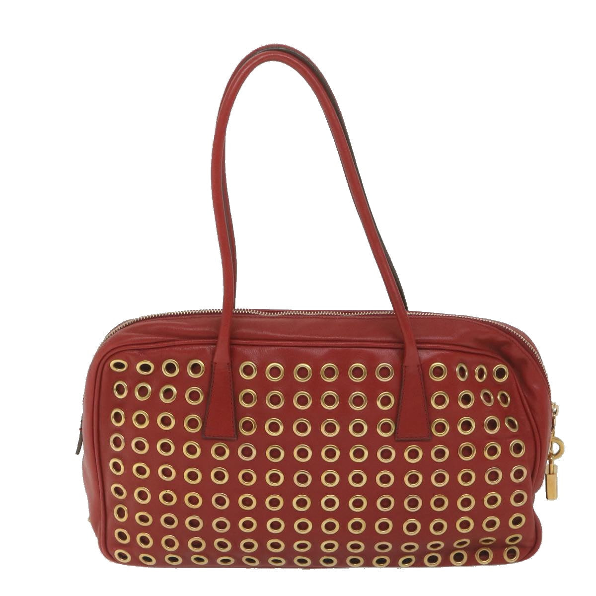 PRADA Hand Bag Leather Red  61414
