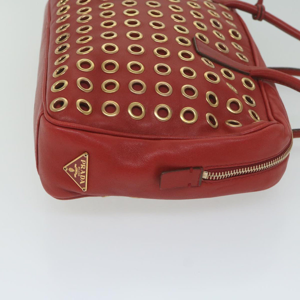 PRADA Hand Bag Leather Red  61414