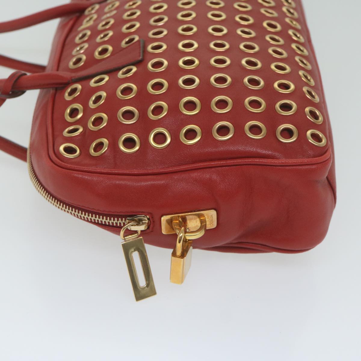 PRADA Hand Bag Leather Red  61414