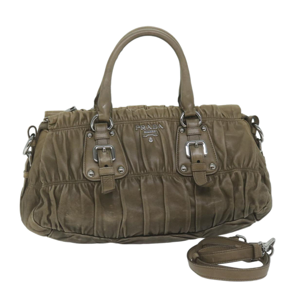 PRADA Hand Bag Leather 2way Brown  61416
