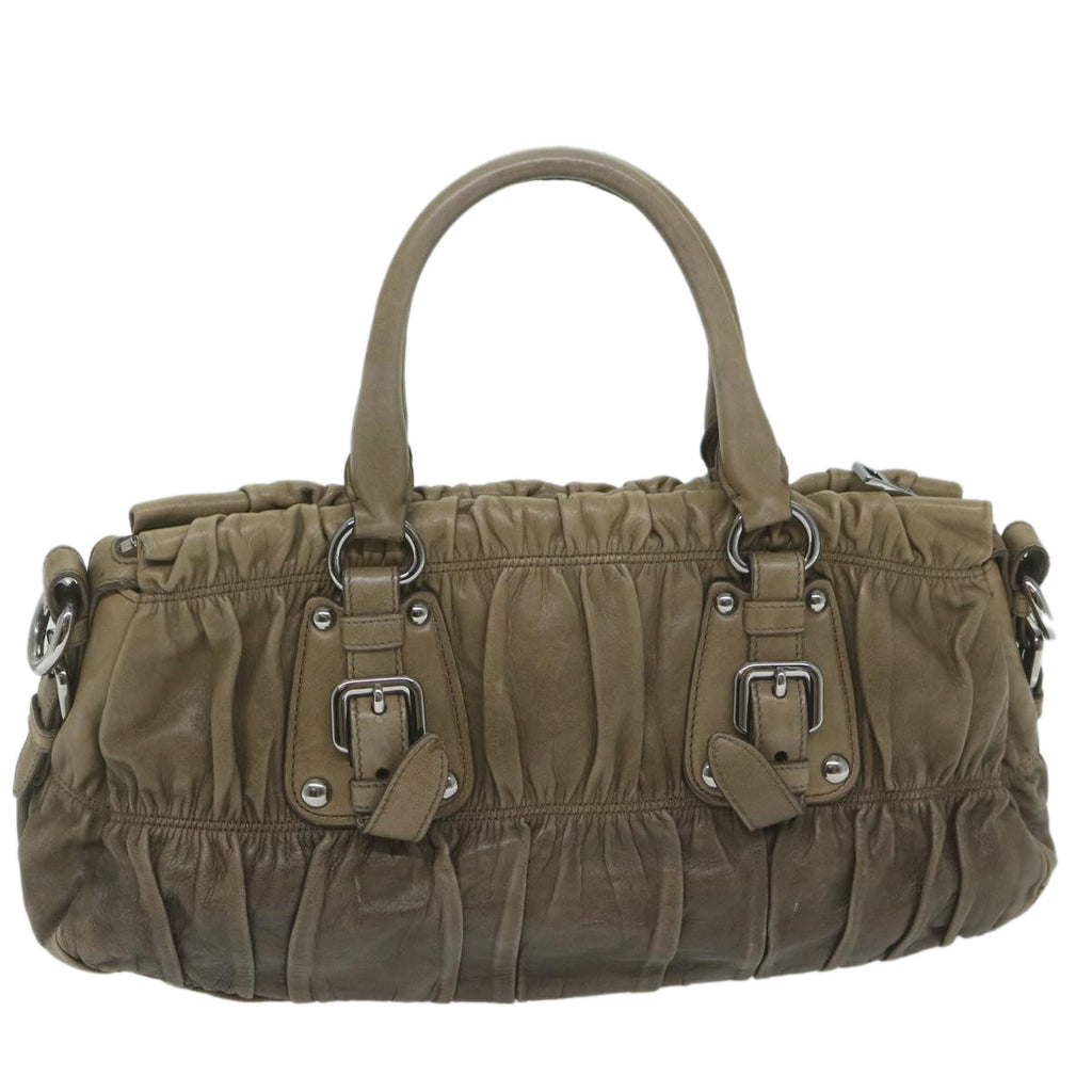 PRADA Hand Bag Leather 2way Brown  61416