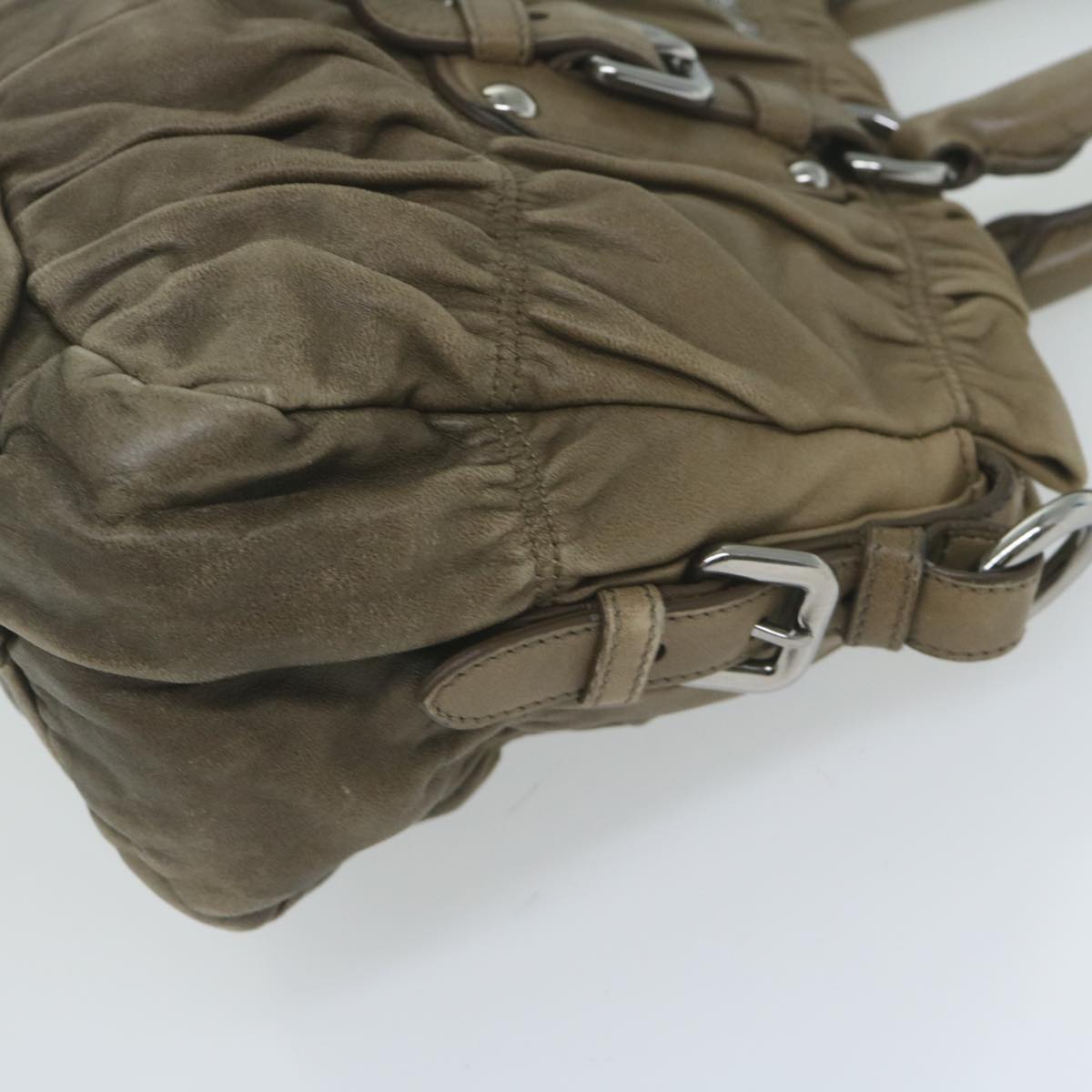 PRADA Hand Bag Leather 2way Brown  61416