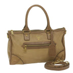 PRADA Hand Bag Leather 2way Brown  61418