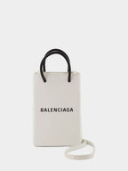 Balenciaga Logo Print Phone Holder Small Cross Bag White