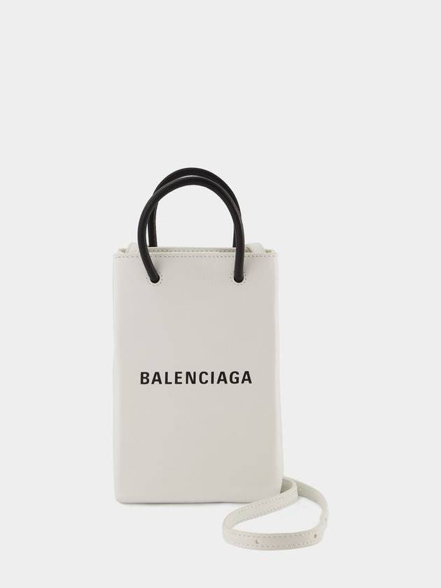 Balenciaga Logo Print Phone Holder Small Cross Bag White