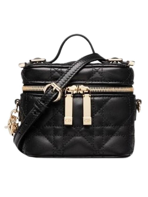 Lady Vanity Cannage Lambskin Micro Pouch Bag Black Dior