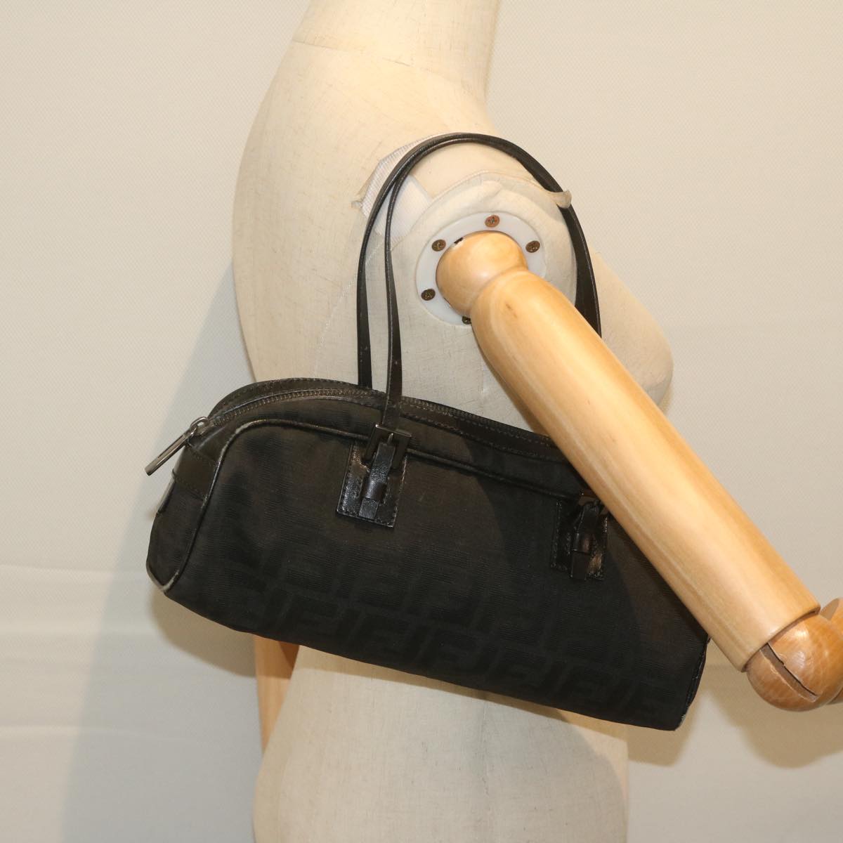 FENDI Zucca Canvas Hand Bag Black61538