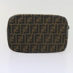 FENDI Zucca Canvas Vanity Cosmetic Pouch Black Brown61576