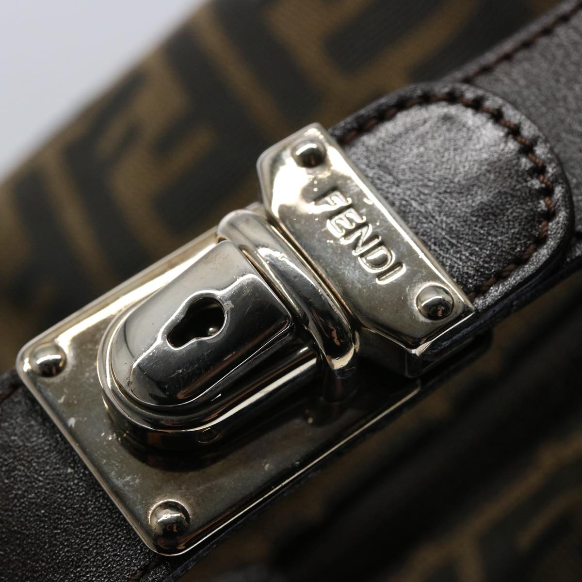 FENDI Zucca Canvas Vanity Cosmetic Pouch Black Brown61577