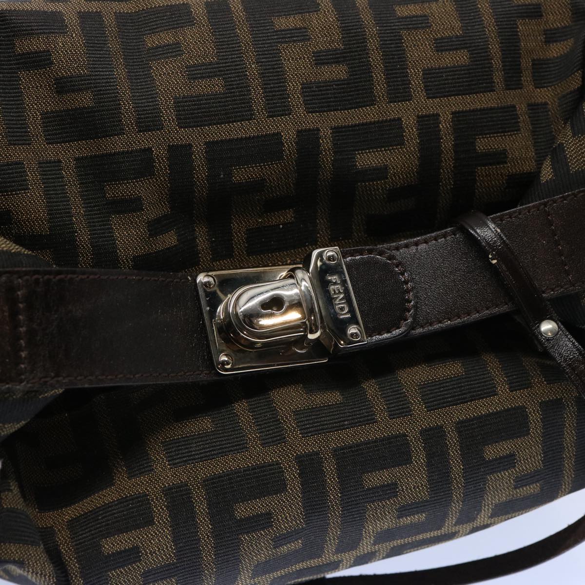 FENDI Zucca Canvas Vanity Cosmetic Pouch Black Brown61577