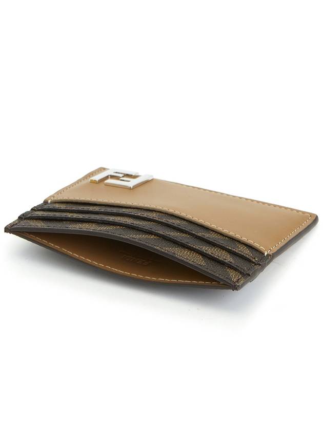 Fendi FF square leather card wallet beige