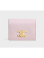 CELINE Triomphe Business Shiny Calfskin Card Wallet Pastel Pink