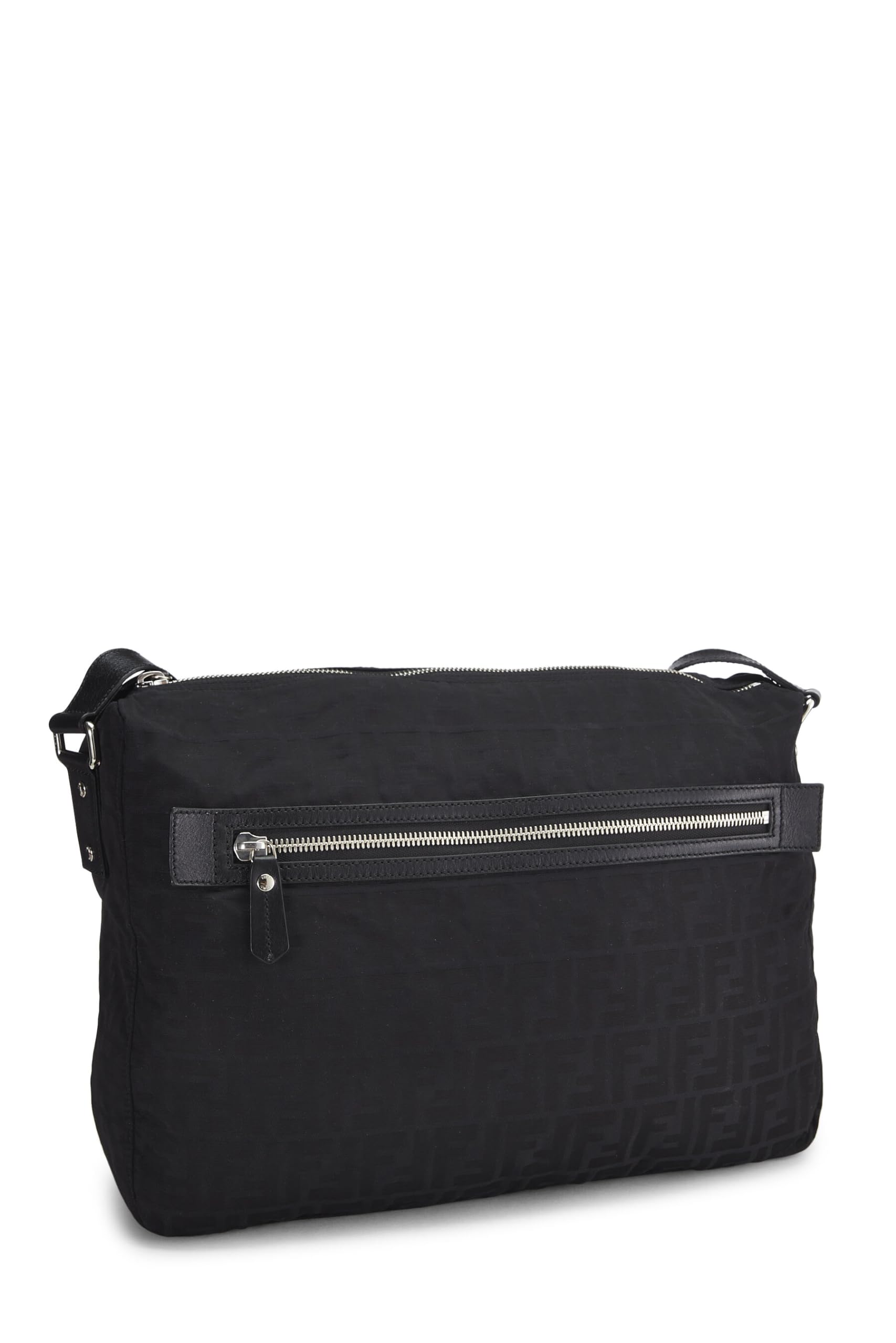 Fendi,  Black Zucchino Nylon Messenger Bag, Black